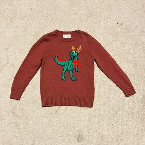 Tucker + Tate Christmas Dinosaur Sweater, Burgundy Brick/Multi - Size 4 (VGUC)